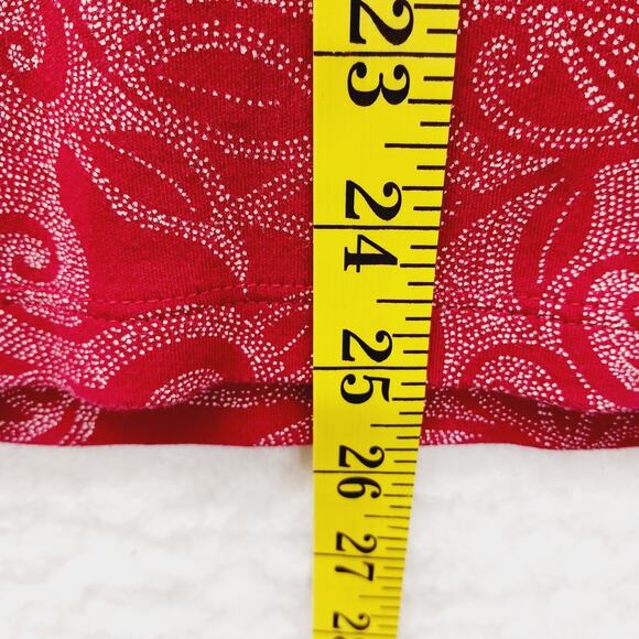 T-Shirt Red White Paisley Floral Pima Cotton Boho Bloomcore Cozy Casual Size XL - Picture 4 of 12